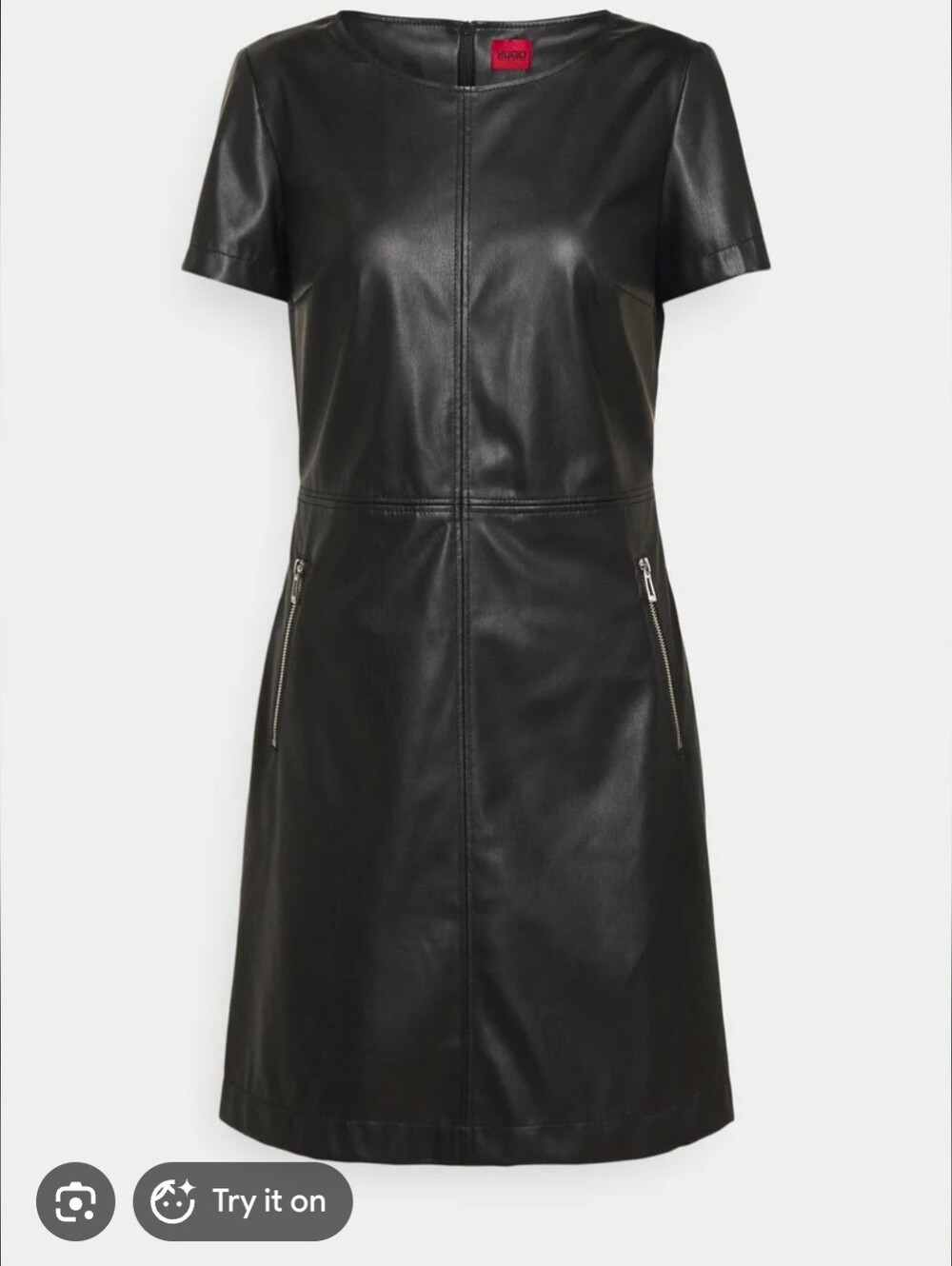 NWT Hugo Boss Kallena Faux Leather Black Dress Sz US 14 ( XXL) IT 48